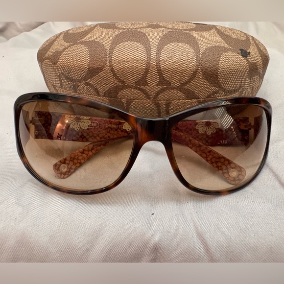Floral Patterned Brown Sunglasses - Picture 1 of 7